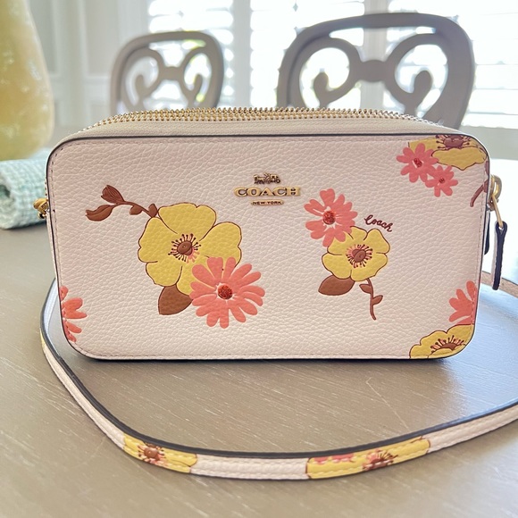 Coach Handbags - Coach double zip crossbody floral wallet.